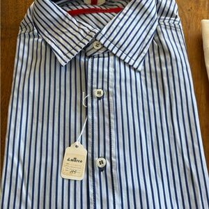 Blue and White Striped Men's Casual Shirt